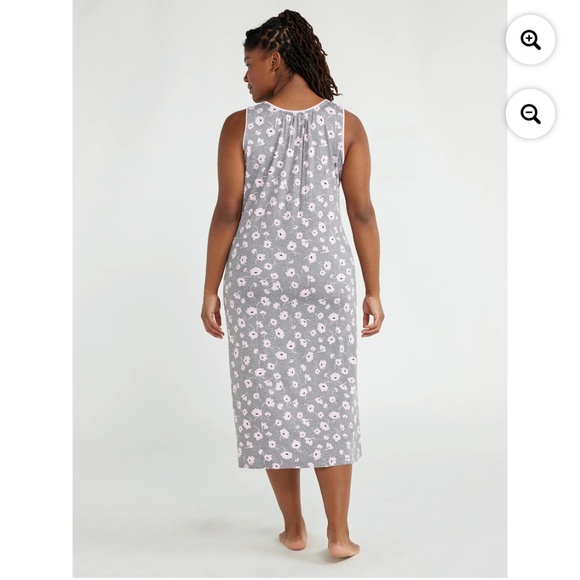 Joyspun Women’s Gray Floral Midi Chemise Size 3X NEW - Picture 2 of 10